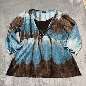 Vintage Brittany Black Top Wmn PXL Blue Crinkle Flutter Whimsygoth Fairy 90s Y2K